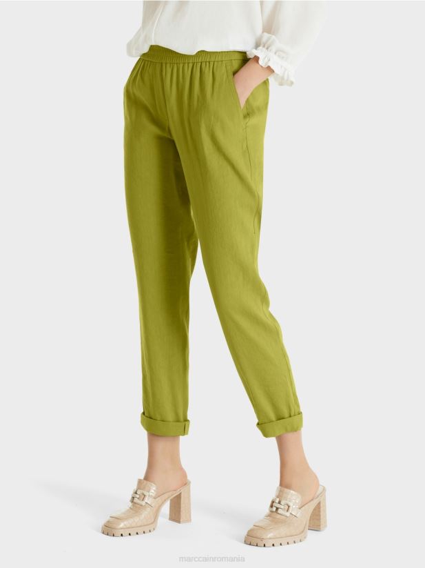 pantaloni de in cu talie jogger Marc Cain verde oliv intens îmbrăcăminte 4826HH639