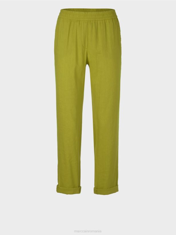 pantaloni de in cu talie jogger Marc Cain verde oliv intens îmbrăcăminte 4826HH639