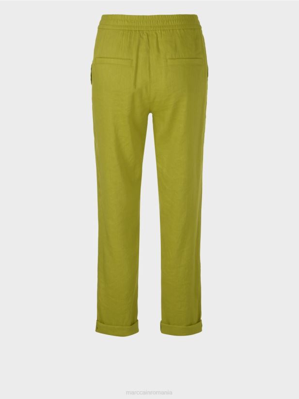 pantaloni de in cu talie jogger Marc Cain verde oliv intens îmbrăcăminte 4826HH639