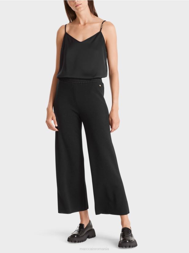 pantaloni de lana tricotati in germania Marc Cain negru îmbrăcăminte 4826HH530
