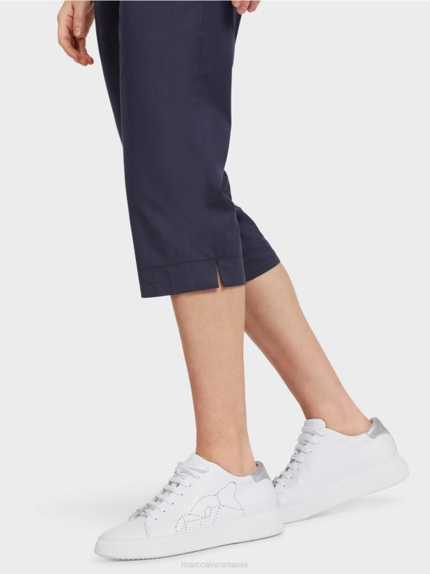 pantaloni de vara cu banda elastica in talie Marc Cain albastru miezul nopții îmbrăcăminte 4826HH596