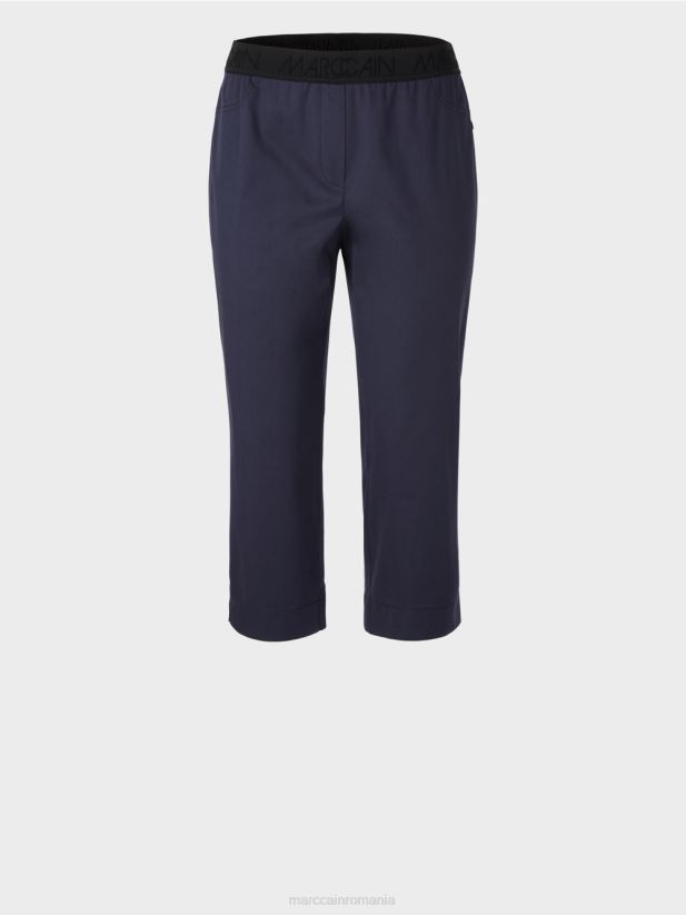 pantaloni de vara cu banda elastica in talie Marc Cain albastru miezul nopții îmbrăcăminte 4826HH596