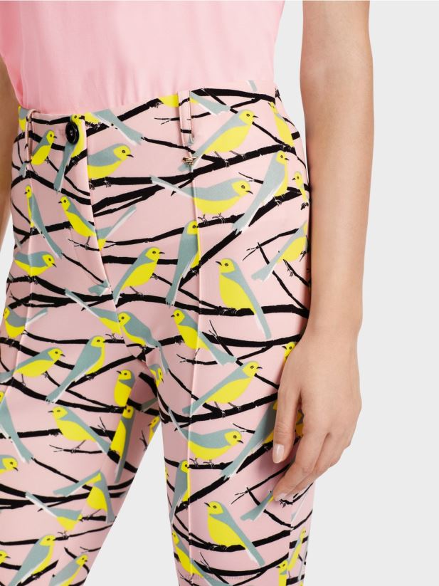 pantaloni design pasăre Sydney Marc Cain roz pudra moale îmbrăcăminte 4826HH586