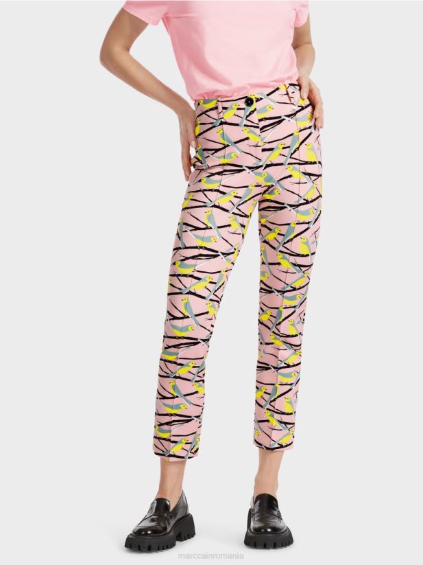 pantaloni design pasăre Sydney Marc Cain roz pudra moale îmbrăcăminte 4826HH586
