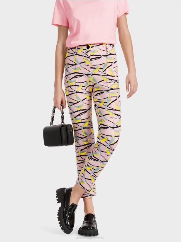 pantaloni design pasăre Sydney Marc Cain roz pudra moale îmbrăcăminte 4826HH586
