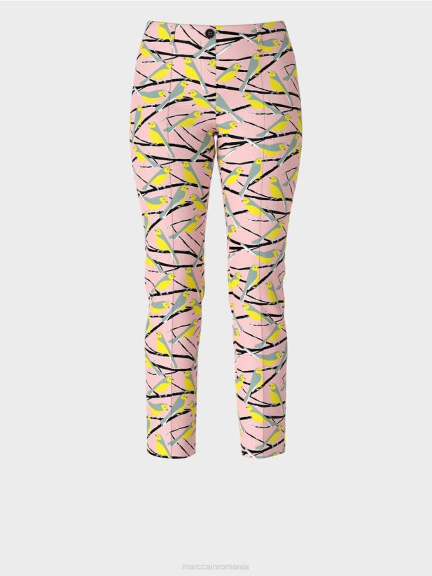 pantaloni design pasăre Sydney Marc Cain roz pudra moale îmbrăcăminte 4826HH586