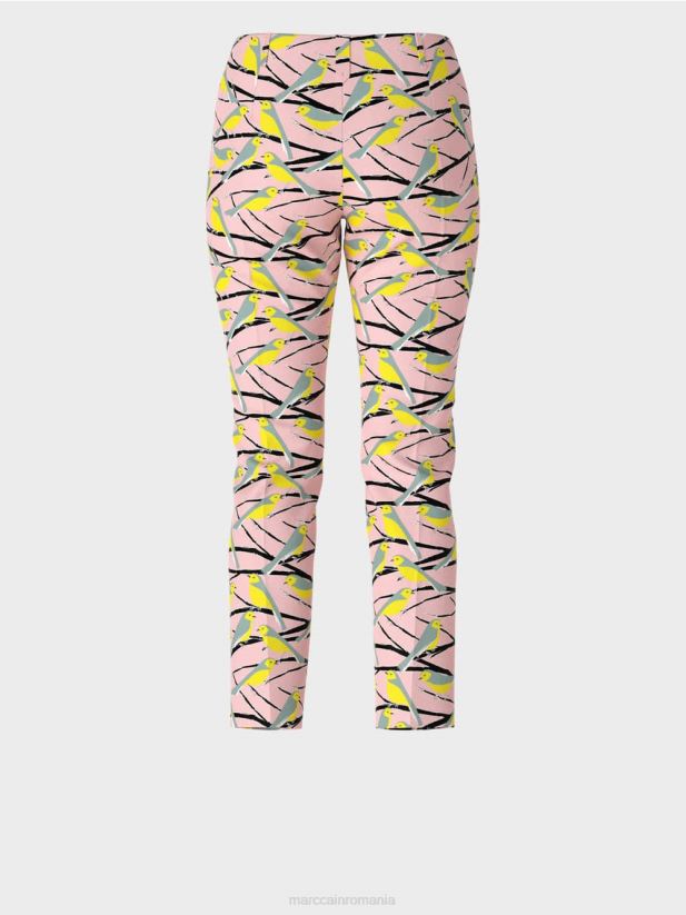 pantaloni design pasăre Sydney Marc Cain roz pudra moale îmbrăcăminte 4826HH586