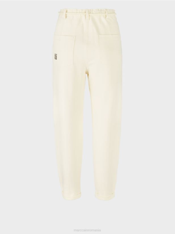 pantaloni din bumbac elastic Marc Cain ecru deschis îmbrăcăminte 4826HH705