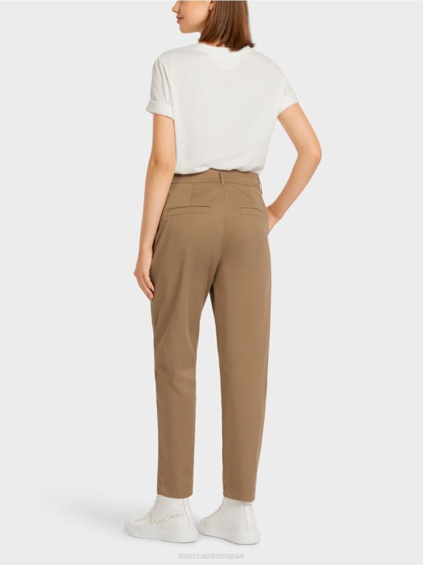 pantaloni din bumbac usor elastic Marc Cain cafea ușoară îmbrăcăminte 4826HH709