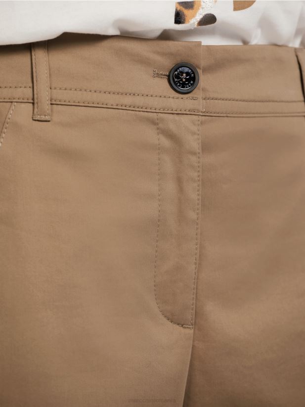 pantaloni din bumbac usor elastic Marc Cain cafea ușoară îmbrăcăminte 4826HH709