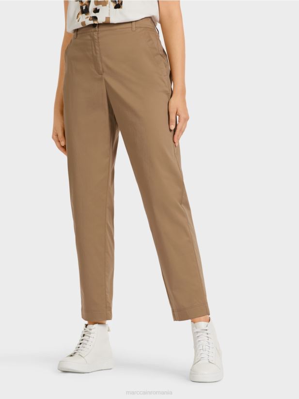 pantaloni din bumbac usor elastic Marc Cain cafea ușoară îmbrăcăminte 4826HH709