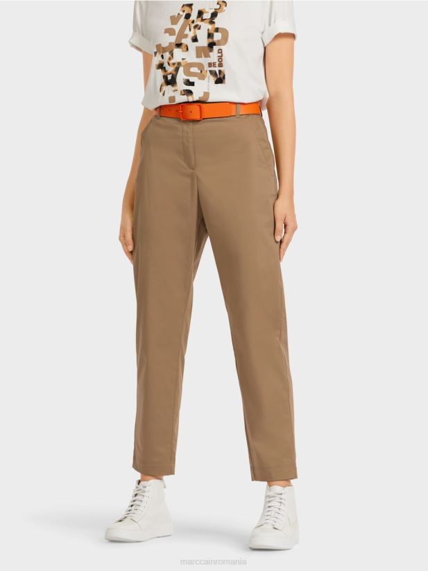 pantaloni din bumbac usor elastic Marc Cain cafea ușoară îmbrăcăminte 4826HH709