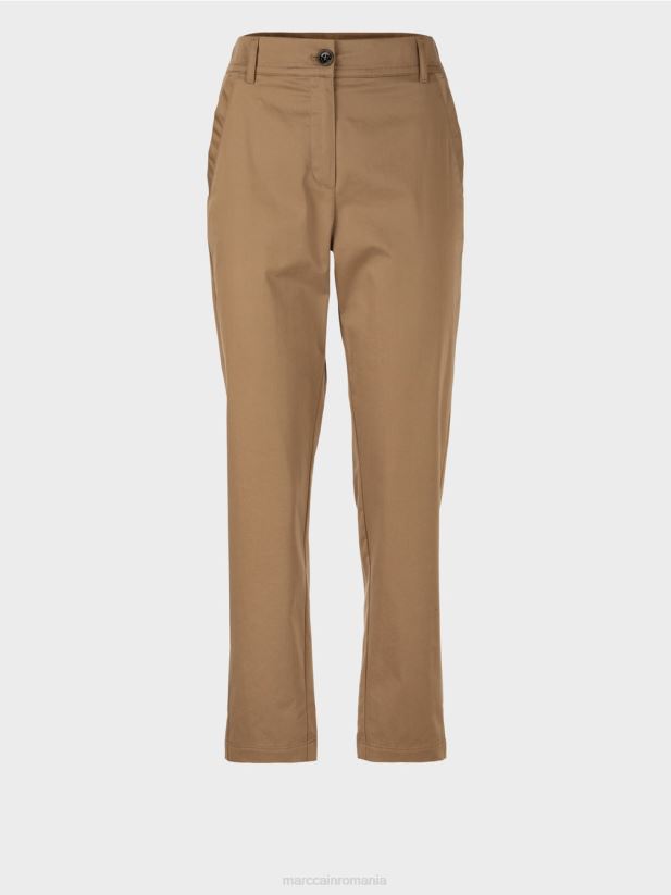pantaloni din bumbac usor elastic Marc Cain cafea ușoară îmbrăcăminte 4826HH709