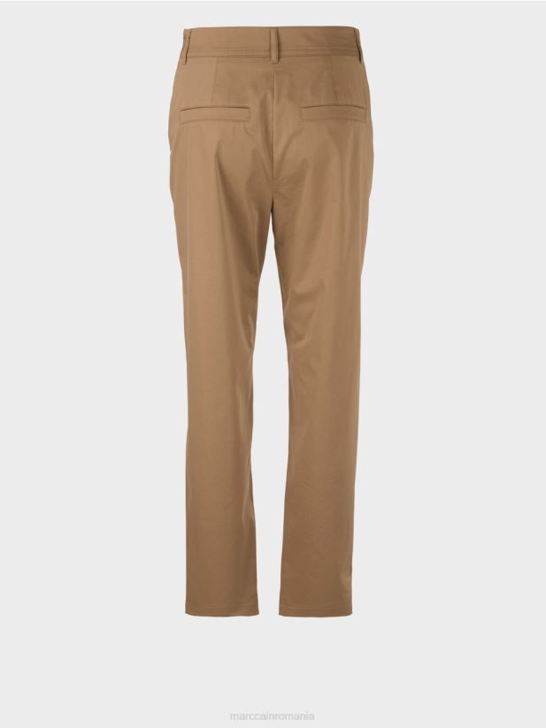 pantaloni din bumbac usor elastic Marc Cain cafea ușoară îmbrăcăminte 4826HH709