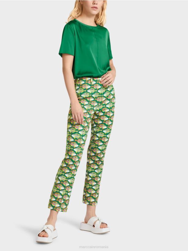 pantaloni din jerse cu imprimeu animal frederica Marc Cain verde muşchi închis îmbrăcăminte 4826HH668