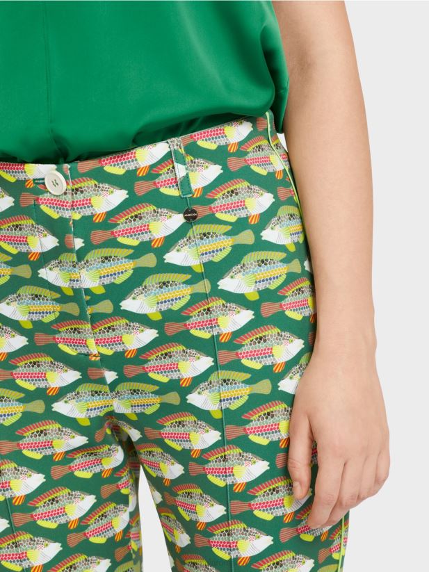 pantaloni din jerse cu imprimeu animal frederica Marc Cain verde muşchi închis îmbrăcăminte 4826HH668