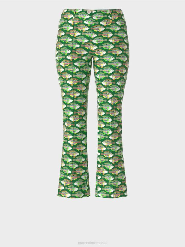 pantaloni din jerse cu imprimeu animal frederica Marc Cain verde muşchi închis îmbrăcăminte 4826HH668