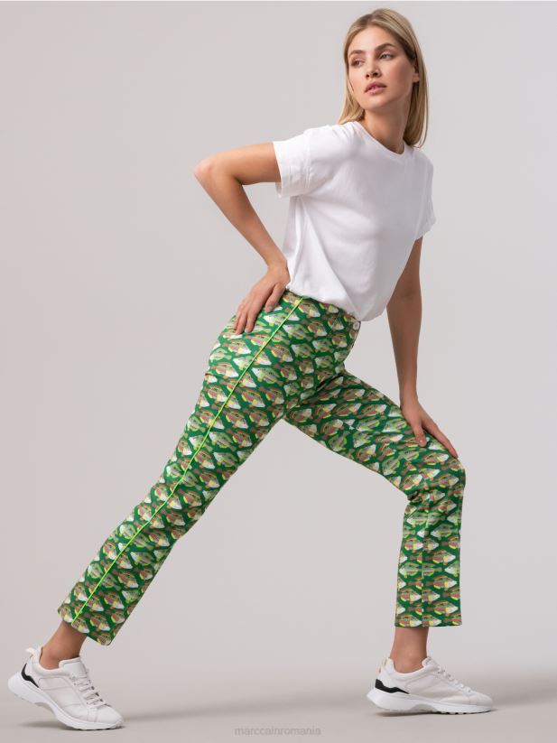 pantaloni din jerse cu imprimeu animal frederica Marc Cain verde muşchi închis îmbrăcăminte 4826HH668