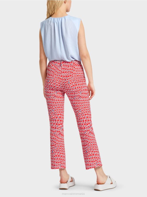 pantaloni din jerse cu imprimeu grafic frederica Marc Cain Rosu ca focul îmbrăcăminte 4826HH678