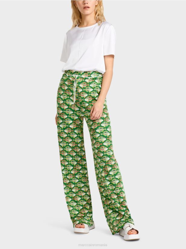 pantaloni din jerseu de viscoză warrington Marc Cain verde muşchi închis îmbrăcăminte 4826HH653