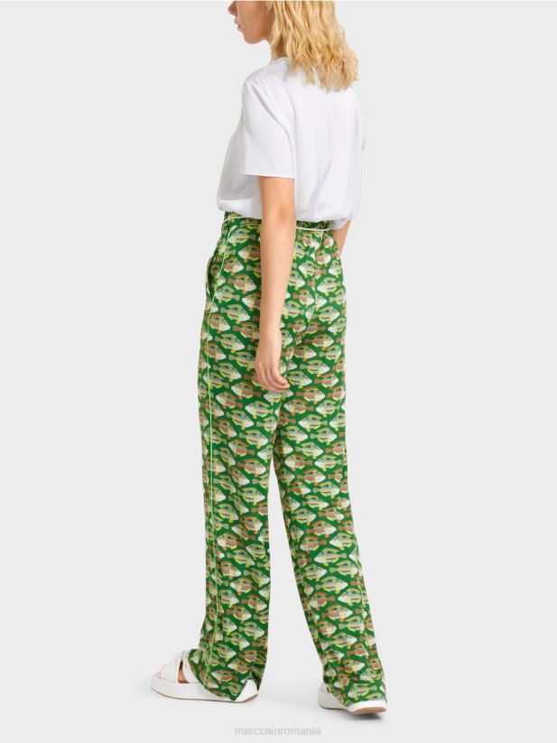 pantaloni din jerseu de viscoză warrington Marc Cain verde muşchi închis îmbrăcăminte 4826HH653