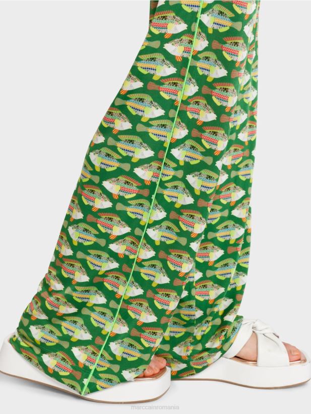 pantaloni din jerseu de viscoză warrington Marc Cain verde muşchi închis îmbrăcăminte 4826HH653