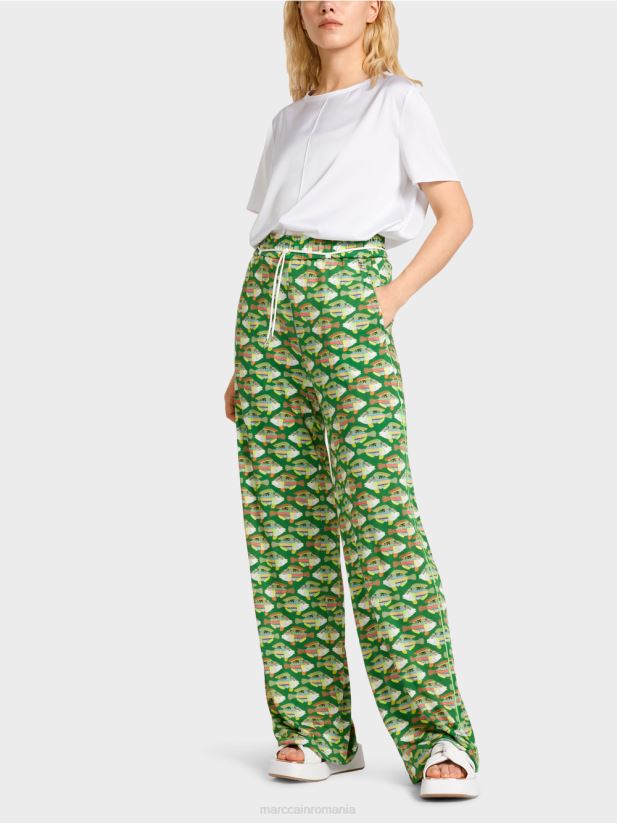 pantaloni din jerseu de viscoză warrington Marc Cain verde muşchi închis îmbrăcăminte 4826HH653