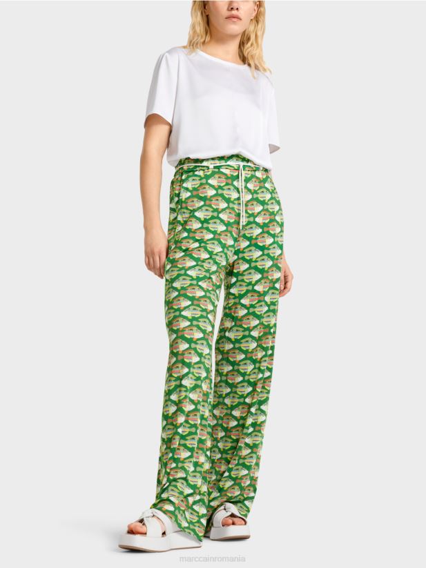 pantaloni din jerseu de viscoză warrington Marc Cain verde muşchi închis îmbrăcăminte 4826HH653