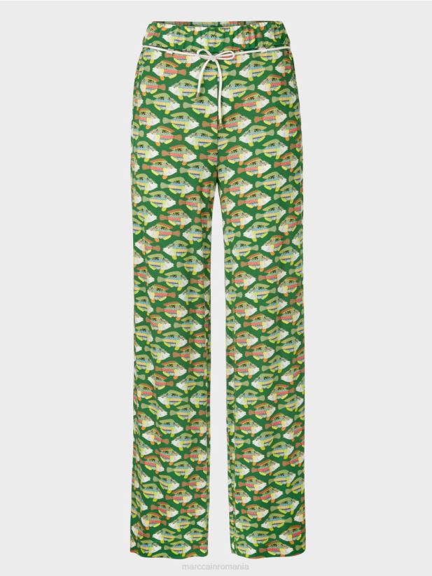 pantaloni din jerseu de viscoză warrington Marc Cain verde muşchi închis îmbrăcăminte 4826HH653