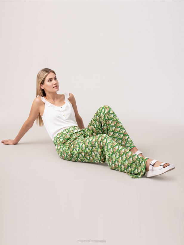pantaloni din jerseu de viscoză warrington Marc Cain verde muşchi închis îmbrăcăminte 4826HH653
