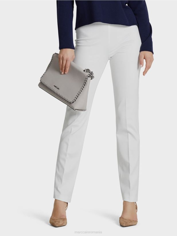 pantaloni din jerseu fin Marc Cain aproape alb îmbrăcăminte 4826HH746