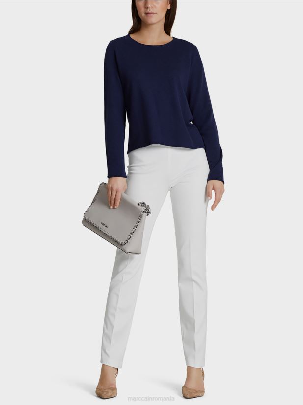 pantaloni din jerseu fin Marc Cain aproape alb îmbrăcăminte 4826HH746