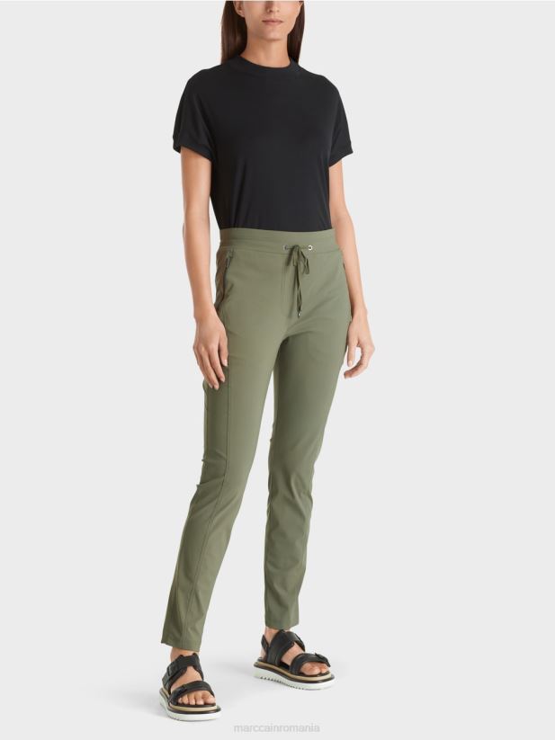 pantaloni din stofă elastică ribera Marc Cain junglă adâncă îmbrăcăminte 4826HH727