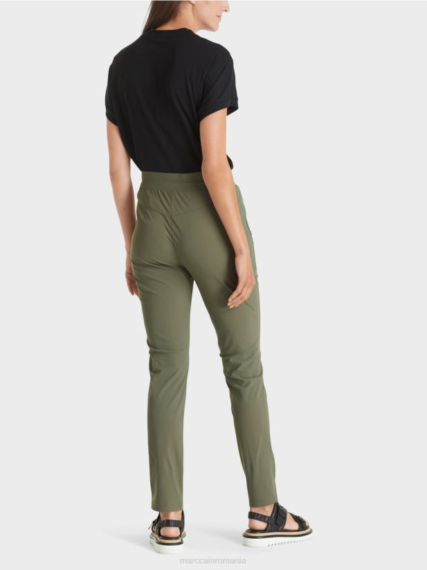 pantaloni din stofă elastică ribera Marc Cain junglă adâncă îmbrăcăminte 4826HH727