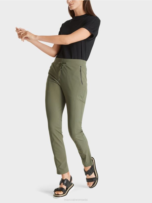 pantaloni din stofă elastică ribera Marc Cain junglă adâncă îmbrăcăminte 4826HH727