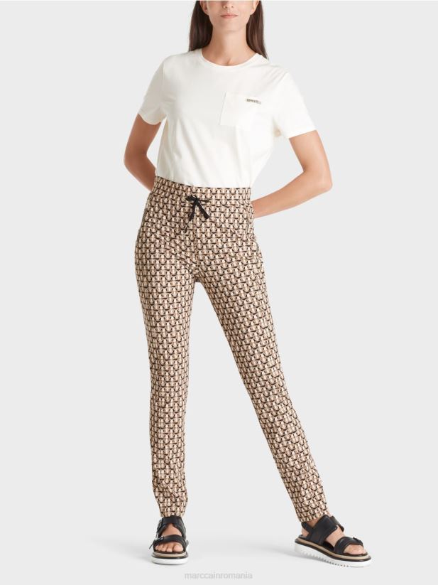 pantaloni din stofa stretch ribera - cap de leu Marc Cain granola îmbrăcăminte 4826HH724