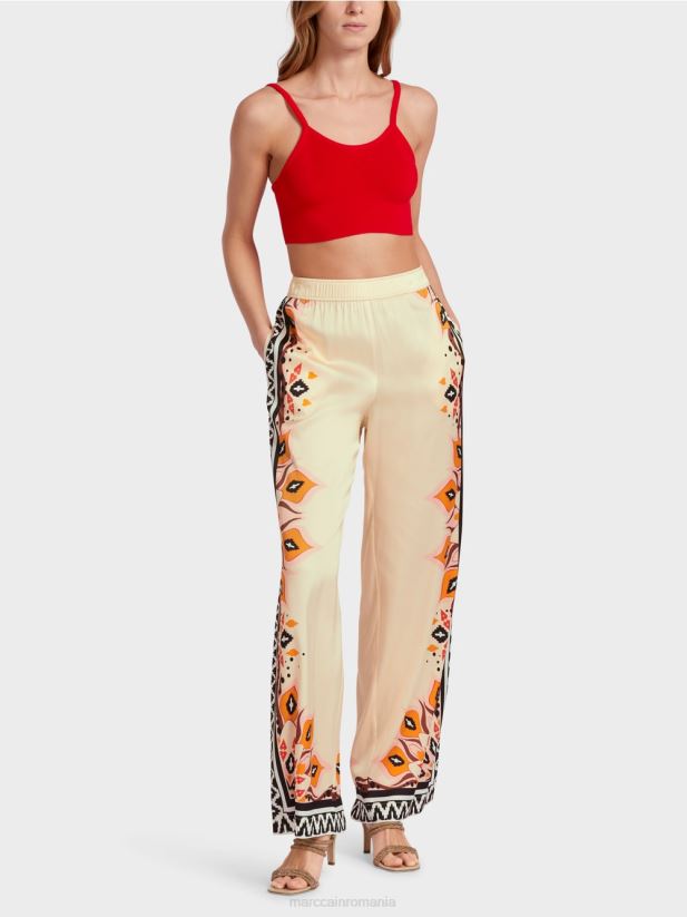 pantaloni din vascoza cu modele mixte Marc Cain rosu intens îmbrăcăminte 4826HH606