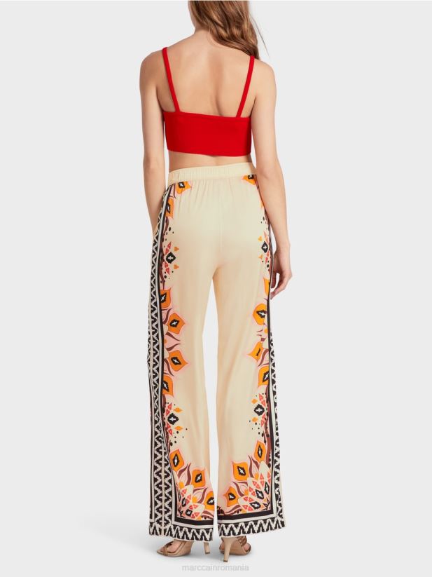 pantaloni din vascoza cu modele mixte Marc Cain rosu intens îmbrăcăminte 4826HH606