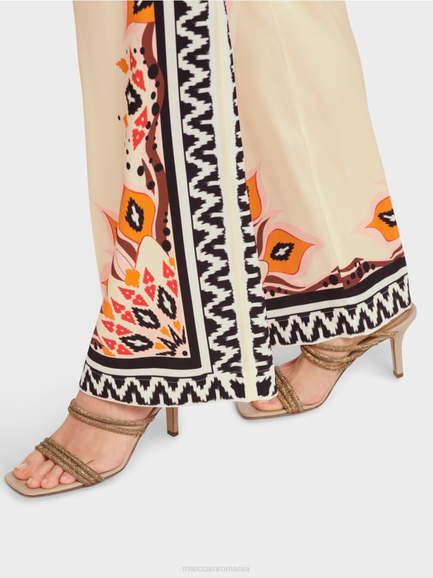 pantaloni din vascoza cu modele mixte Marc Cain rosu intens îmbrăcăminte 4826HH606