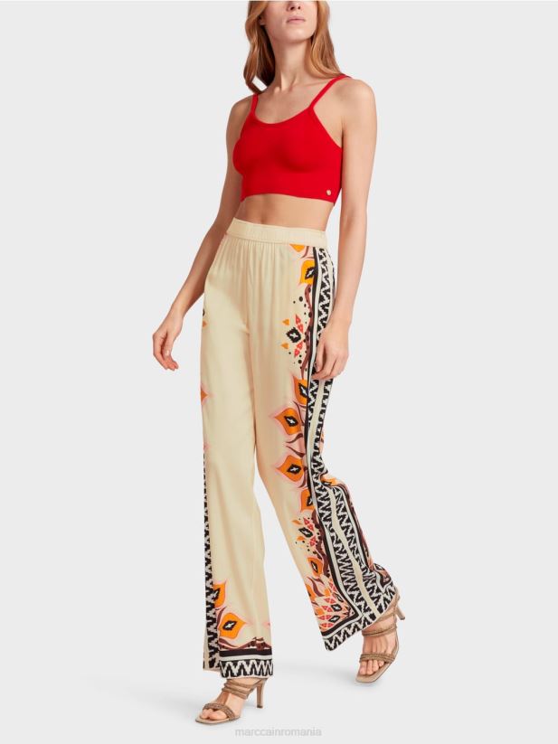 pantaloni din vascoza cu modele mixte Marc Cain rosu intens îmbrăcăminte 4826HH606