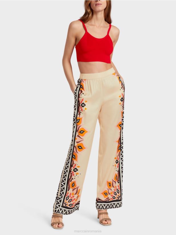 pantaloni din vascoza cu modele mixte Marc Cain rosu intens îmbrăcăminte 4826HH606