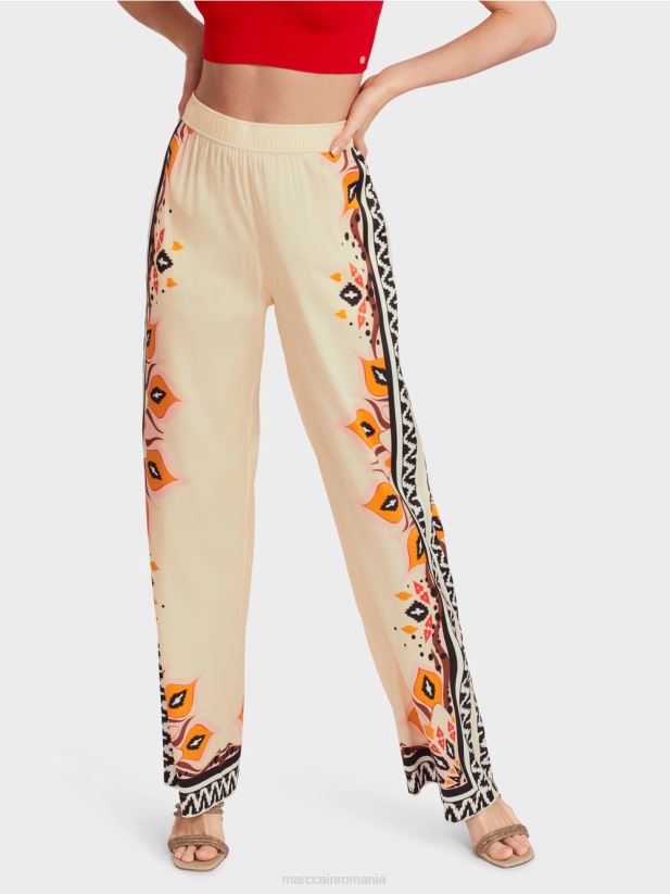 pantaloni din vascoza cu modele mixte Marc Cain rosu intens îmbrăcăminte 4826HH606