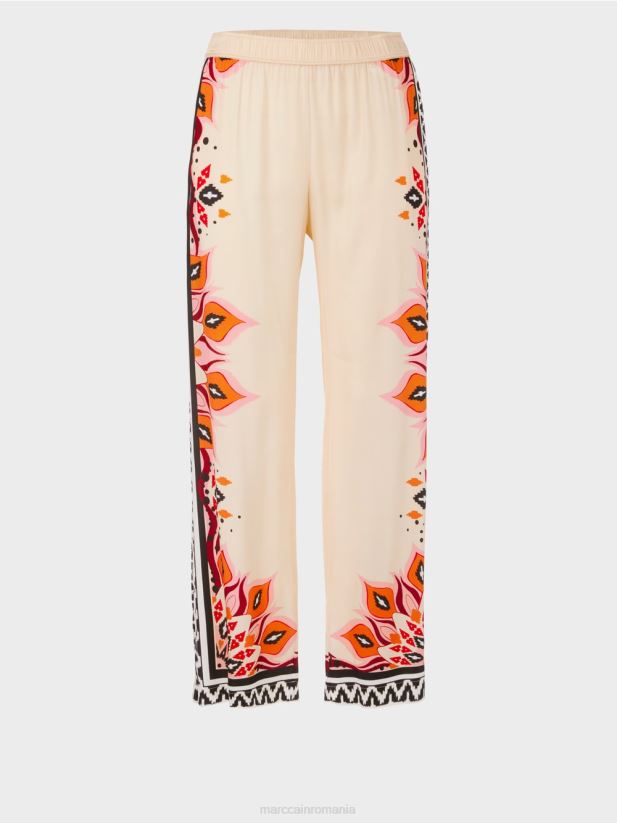 pantaloni din vascoza cu modele mixte Marc Cain rosu intens îmbrăcăminte 4826HH606