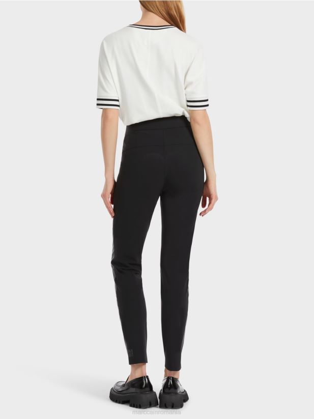 pantaloni distractive din piele sinnar Marc Cain negru îmbrăcăminte 4826HH533