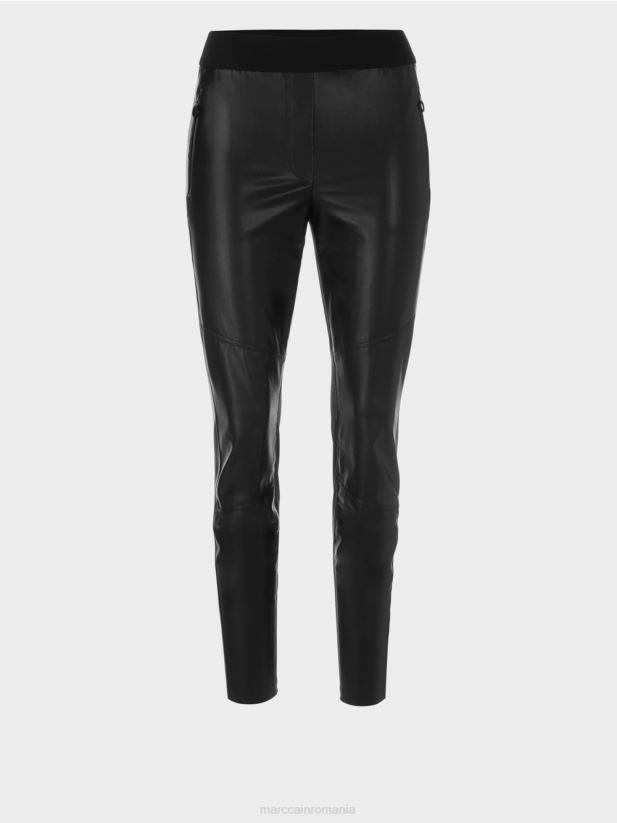 pantaloni distractive din piele sinnar Marc Cain negru îmbrăcăminte 4826HH533