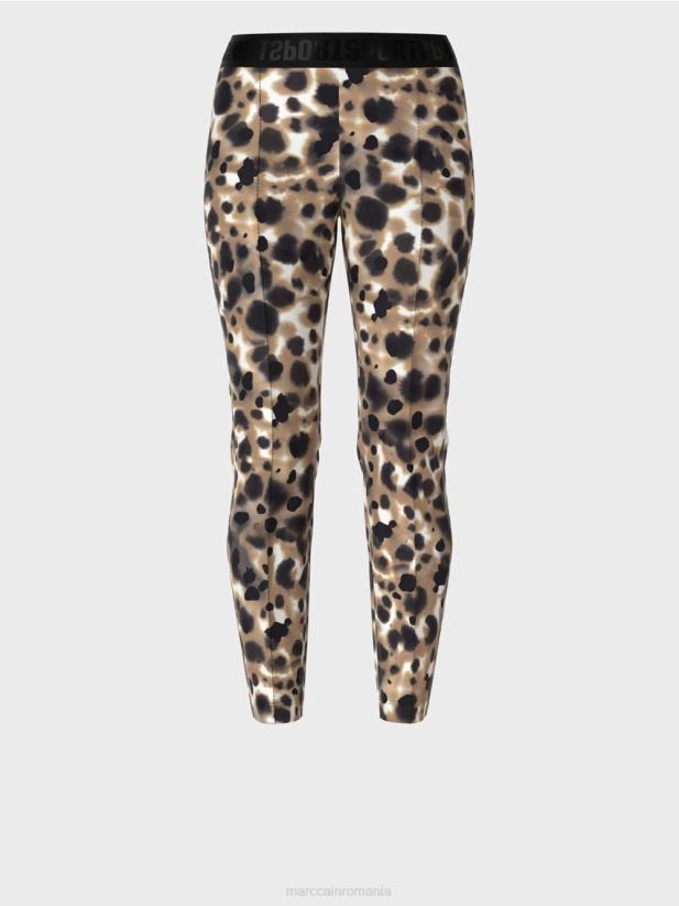 pantaloni elastici cu cute presate Marc Cain cafea ușoară îmbrăcăminte 4826HH708