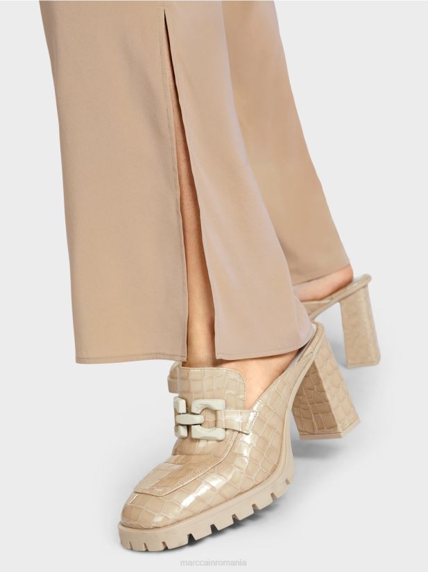 pantaloni elastici din matase Marc Cain nisip adânc îmbrăcăminte 4826HH632