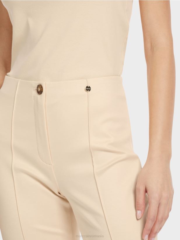pantaloni eleganti din jersey Sydney Marc Cain crema inchisa îmbrăcăminte 4826HH593
