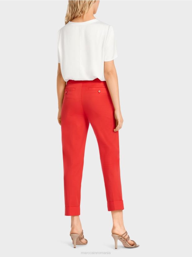 pantaloni franca cu cute și manșetă Marc Cain Rosu ca focul îmbrăcăminte 4826HH677