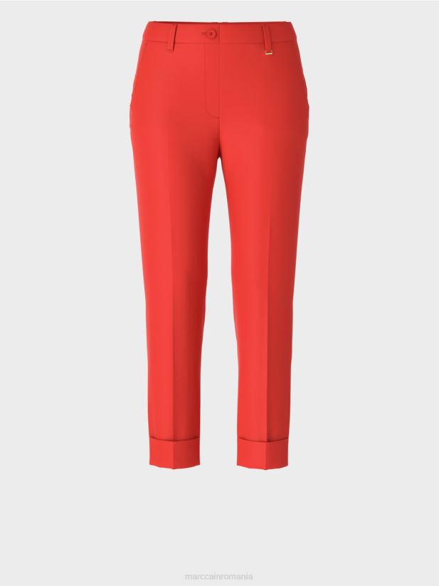 pantaloni franca cu cute și manșetă Marc Cain Rosu ca focul îmbrăcăminte 4826HH677